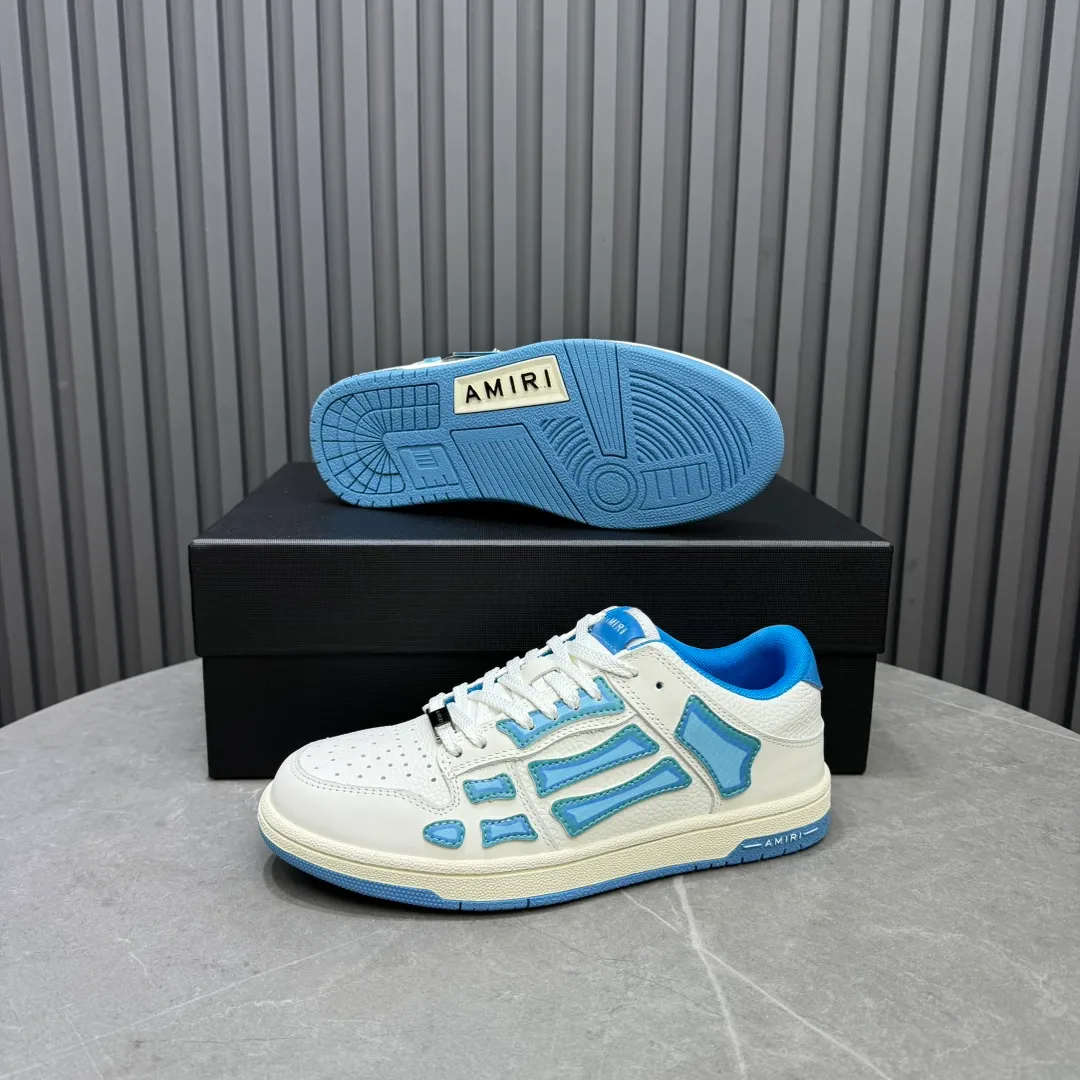 Men's men's shoes 💰600 AMIRI high street sneakers with bone sports shoes, toe layer cowhide upper, upper side bones, hand-stitched, good three-dimensional effect, customized metal LOGO, size 38-45 46